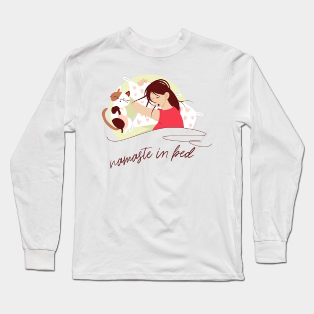 Nameste in Bed (on light colors) Long Sleeve T-Shirt by Messy Nessie